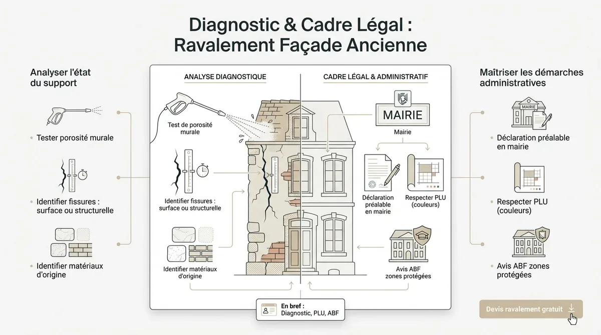 Diagnostic technique d'une façade ancienne avant ravalement