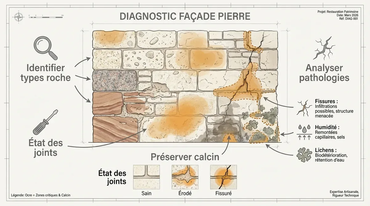 Analyse technique d'une façade en pierre avant ravalement