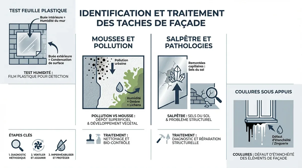 Analyse des différentes taches et pathologies sur une façade de maison