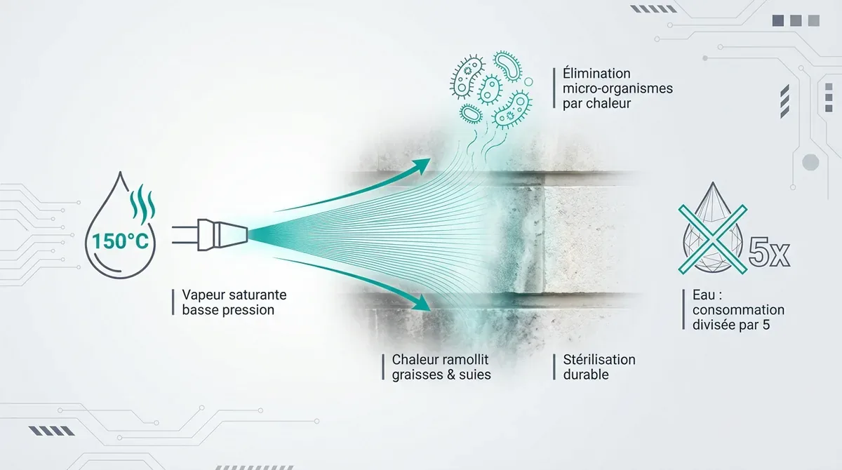 Nettoyage de façade à la vapeur basse pression pour éliminer les mousses sans chimie