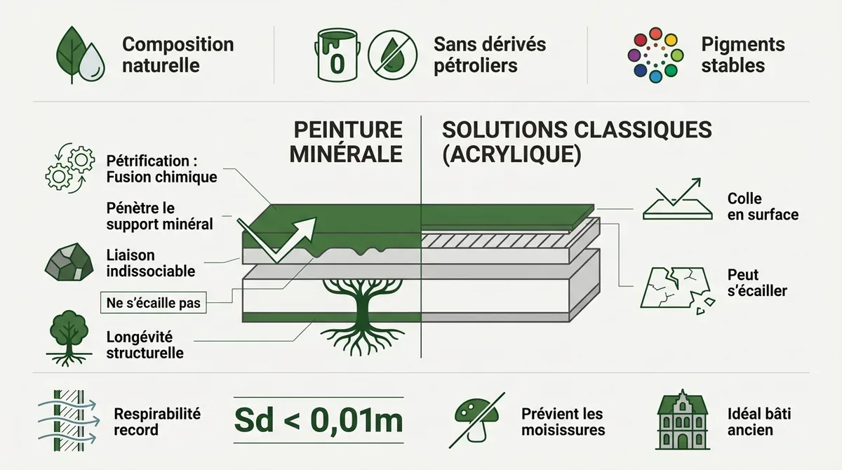 Comparaison technique entre peinture minérale et peinture acrylique classique pour façade