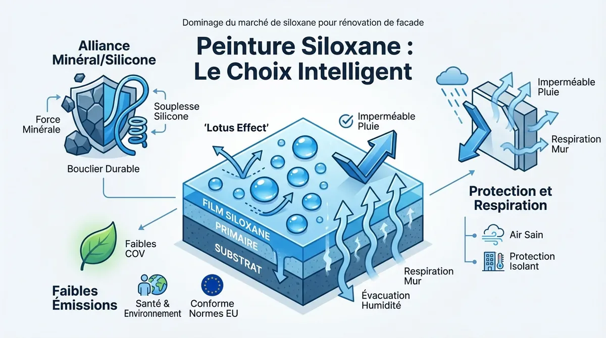 Façade de maison moderne protégée par une peinture siloxane haute performance
